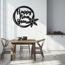 Happy New Year Snowflake Metal Wall Art - Holiday Round Steel Christmas Decor- KAF315