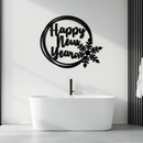 Happy New Year Snowflake Metal Wall Art - Holiday Round Steel Christmas Decor- KAF315