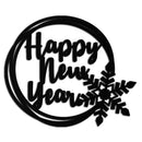 Happy New Year Snowflake Metal Wall Art - Holiday Round Steel Christmas Decor- KAF315