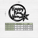 Happy New Year Snowflake Metal Wall Art - Holiday Round Steel Christmas Decor- KAF315
