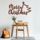 Merry Christmas Tree Metal Wall Art - Holiday Season Script Steel Decor- KAF316