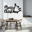 Merry Christmas Tree Metal Wall Art - Holiday Season Script Steel Decor- KAF316