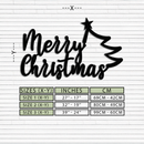 Merry Christmas Tree Metal Wall Art - Holiday Season Script Steel Decor- KAF316