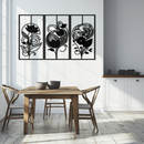 Floral Panel Trio Metal Wall Art - Elegant Black Botanical Wall Decor Set- KAF317