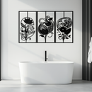 Floral Panel Trio Metal Wall Art - Elegant Black Botanical Wall Decor Set- KAF317