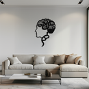Brain Tree Metal Wall Art - Abstract Woman Head Silhouette Steel Decor- KAF318