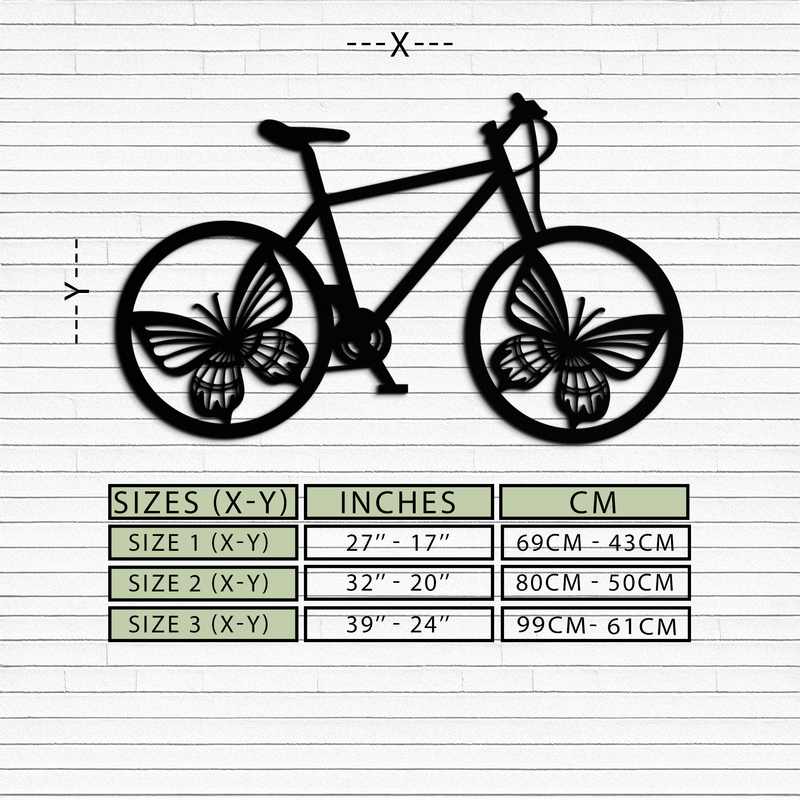 Butterfly Wheel Bicycle Metal Wall Art – Modern Artistic Bike Silhouette Decor- KAF319