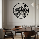 Mountain Bike Silhouette Metal Wall Art - Scenic Bicycle and Nature Scene Decor- KAF320