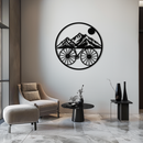 Mountain Bike Silhouette Metal Wall Art - Scenic Bicycle and Nature Scene Decor- KAF320