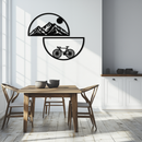 Mountain View Metal Wall Art - Half Circle Bicycle and Landscape Silhouette Decor- KAF321