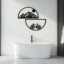 Mountain View Metal Wall Art - Half Circle Bicycle and Landscape Silhouette Decor- KAF321