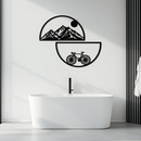 Mountain View Metal Wall Art - Half Circle Bicycle and Landscape Silhouette Decor- KAF321