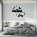 Mountain View Metal Wall Art - Half Circle Bicycle and Landscape Silhouette Decor- KAF321