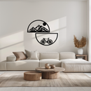 Mountain View Metal Wall Art - Half Circle Bicycle and Landscape Silhouette Decor- KAF321