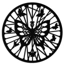 Butterfly Mandala Round Metal Wall Art - Elegant Circle Butterfly Silhouette for Home Decor- KAF322