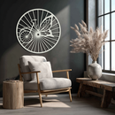 Butterfly Wheel Bicycle Silhouette Metal Wall Art - Elegant Round Nature-Inspired Decor- KAF323