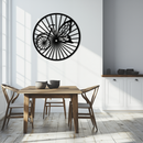 Butterfly Wheel Bicycle Silhouette Metal Wall Art - Elegant Round Nature-Inspired Decor- KAF323