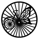 Butterfly Wheel Bicycle Silhouette Metal Wall Art - Elegant Round Nature-Inspired Decor- KAF323