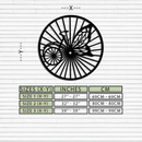 Butterfly Wheel Bicycle Silhouette Metal Wall Art - Elegant Round Nature-Inspired Decor- KAF323