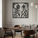 Abstract Female Duo Silhouette Metal Wall Art – Modern Minimalist Women Line Design- KAF324