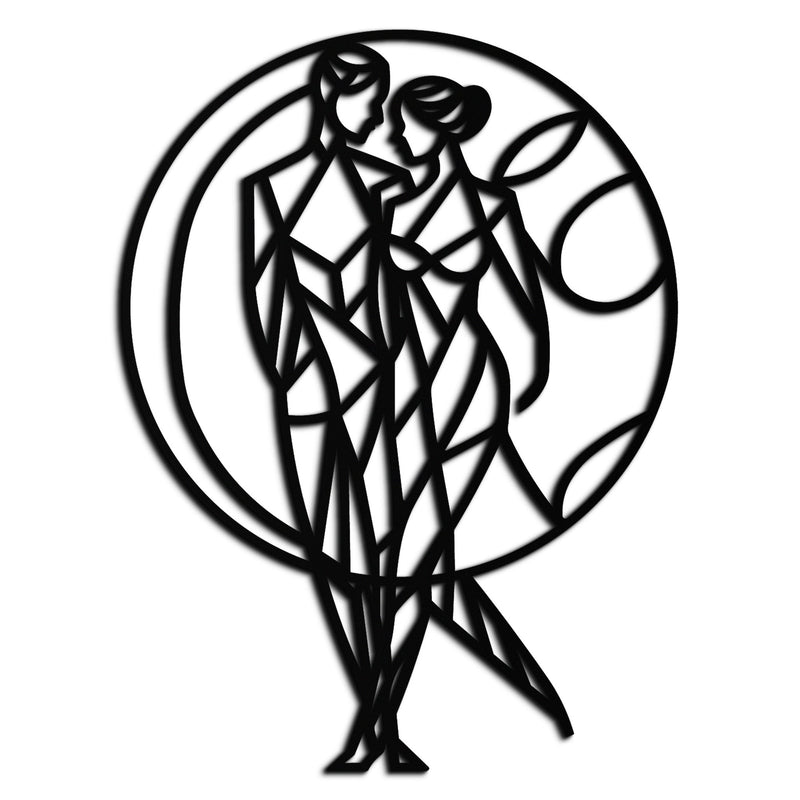 Geometric Couple Silhouette Wall Art – Modern Romantic Metal Wall Decor- KAF325