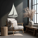 Nautical Sailboat Silhouette Metal Wall Art – Minimalist Ocean-Inspired Steel Decor- KAF326