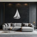 Nautical Sailboat Silhouette Metal Wall Art – Minimalist Ocean-Inspired Steel Decor- KAF326