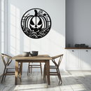 Pumpkin Halloween Silhouette Metal Wall Art – Spooky Round Black Decor- KAF327