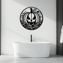 Pumpkin Halloween Silhouette Metal Wall Art – Spooky Round Black Decor- KAF327
