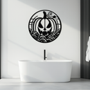 Pumpkin Halloween Silhouette Metal Wall Art – Spooky Round Black Decor- KAF327