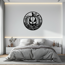 Pumpkin Halloween Silhouette Metal Wall Art – Spooky Round Black Decor- KAF327