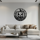Pumpkin Halloween Silhouette Metal Wall Art – Spooky Round Black Decor- KAF327
