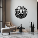 Pumpkin Halloween Silhouette Metal Wall Art – Spooky Round Black Decor- KAF327