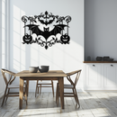 Halloween Bat Pumpkin Metal Wall Art – Spooky Jack-O'-Lantern Steel Decor- KAF328