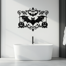 Halloween Bat Pumpkin Metal Wall Art – Spooky Jack-O'-Lantern Steel Decor- KAF328