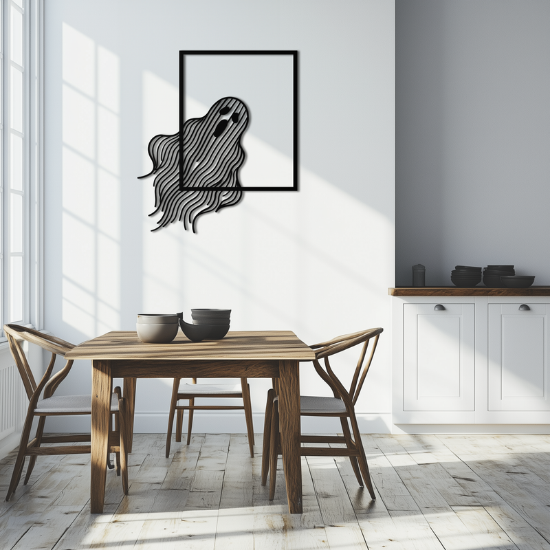 Ghost Metal Wall Art – Spooky Ghost Silhouette Steel Decor for Halloween or Gothic Interiors- KAF329