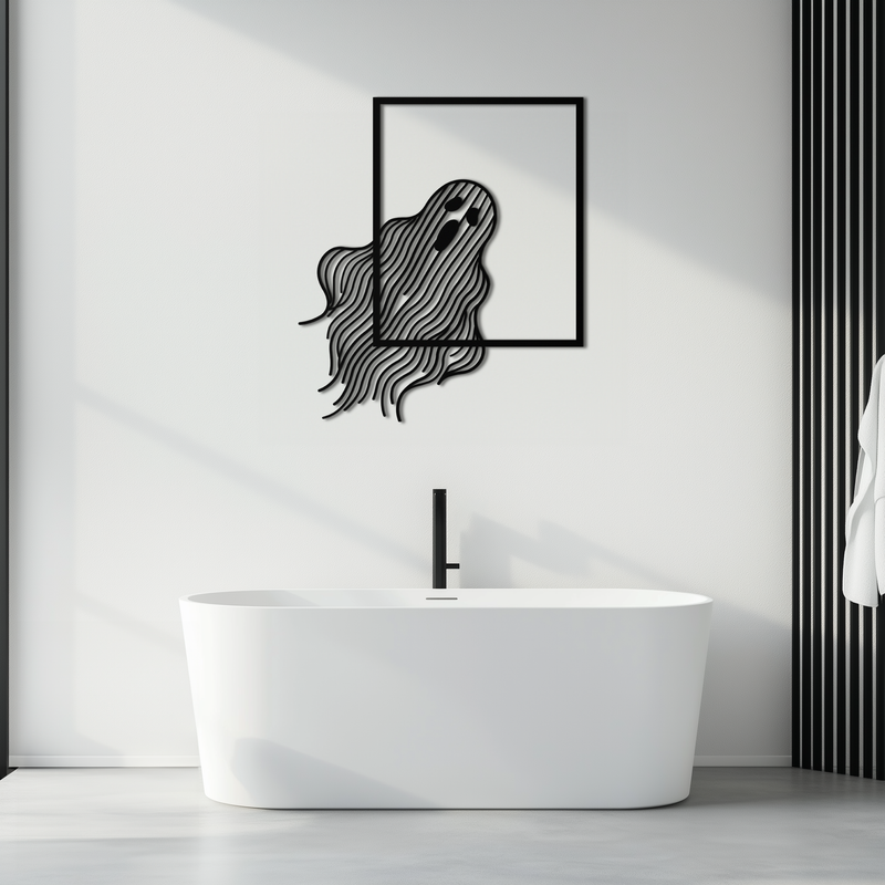 Ghost Metal Wall Art – Spooky Ghost Silhouette Steel Decor for Halloween or Gothic Interiors- KAF329