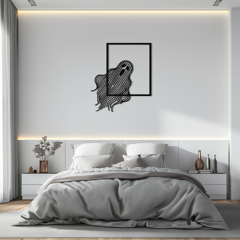 Ghost Metal Wall Art – Spooky Ghost Silhouette Steel Decor for Halloween or Gothic Interiors- KAF329