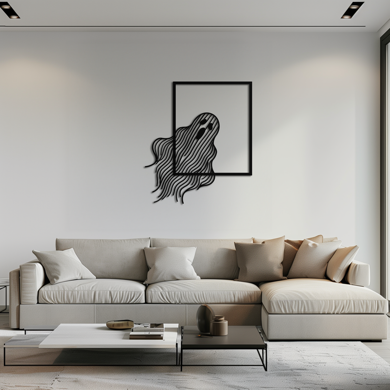 Ghost Metal Wall Art – Spooky Ghost Silhouette Steel Decor for Halloween or Gothic Interiors- KAF329