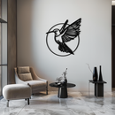 Hummingbird Metal Wall Art – Elegant Bird Silhouette Steel Decor for Nature Inspired Spaces- KAF330