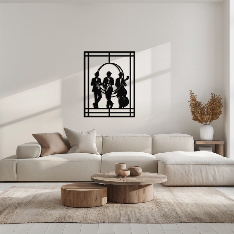 Jazz Musicians Metal Wall Art – Saxophone and Trumpet Player Silhouette Steel Decor for Music Lovers- KAF332