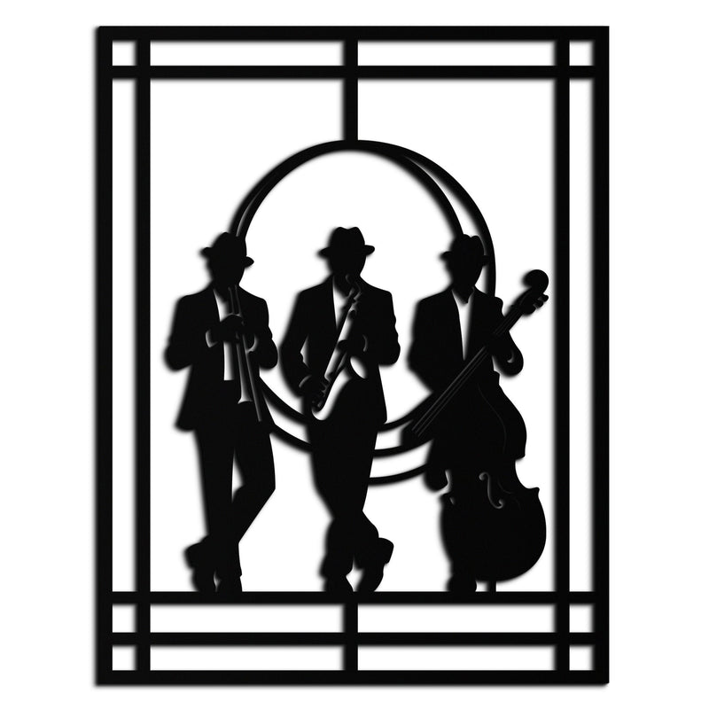 Jazz Musicians Metal Wall Art – Saxophone and Trumpet Player Silhouette Steel Decor for Music Lovers- KAF332