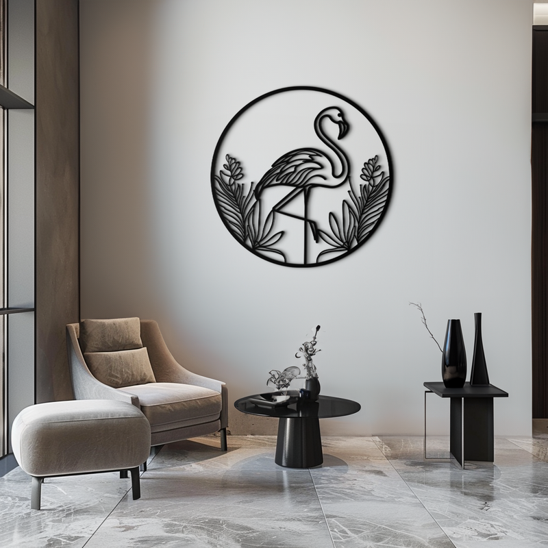 Flamingo Metal Wall Art – Elegant Flamingo Silhouette Steel Decor for Tropical and Modern Spaces- KAF333