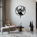Angel Dancer Metal Wall Art – Winged Woman Silhouette Steel Decor for Elegant and Spiritual Interiors- KAF334