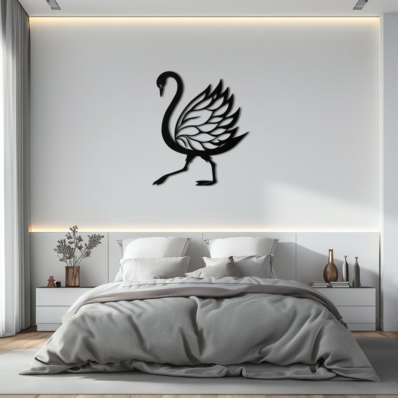 Swan Metal Wall Art – Graceful Swan Silhouette Steel Decor for Elegant and Nature-Inspired Spaces- KAF335