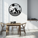 Abstract Mountain Metal Wall Art – Geometric Mountain Silhouette Steel Decor for Modern Interiors- KAF336