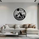 Abstract Mountain Metal Wall Art – Geometric Mountain Silhouette Steel Decor for Modern Interiors- KAF336