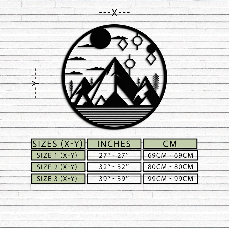 Abstract Mountain Metal Wall Art – Geometric Mountain Silhouette Steel Decor for Modern Interiors- KAF336