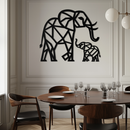 Elephant Family Metal Wall Art – Mom and Calves Silhouette Steel Decor for Nature and Animal Lovers- KAF337