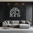 Elephant Family Metal Wall Art – Mom and Calves Silhouette Steel Decor for Nature and Animal Lovers- KAF337